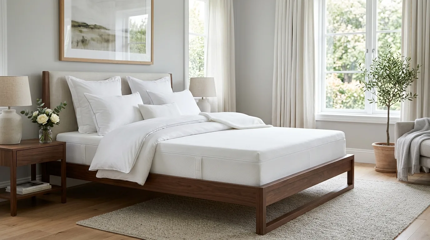 Pristine freshly cleaned mattress in a bright modern bedroom